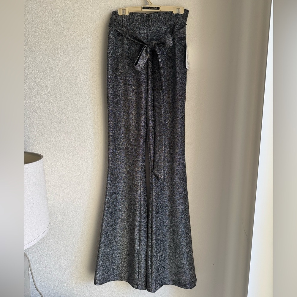 Sparkle Metallic Stretchy Flare Pant